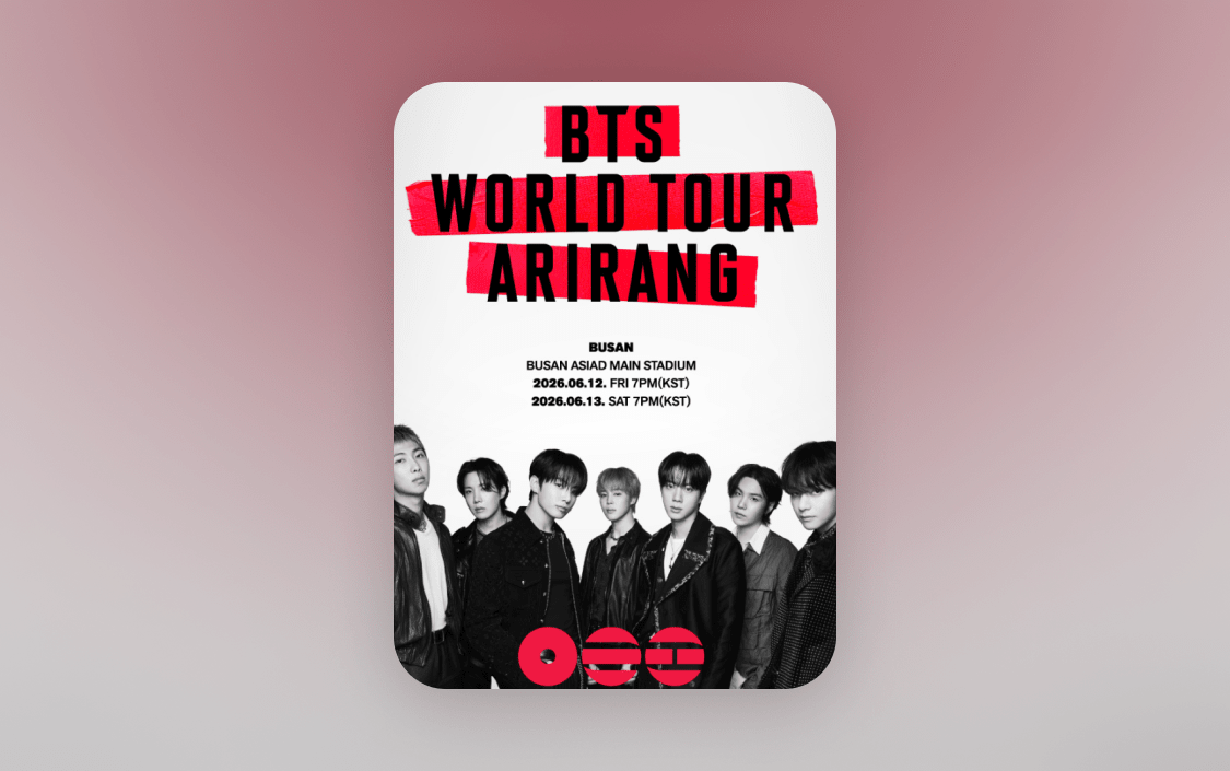 BTS ARIRANG World Tour Busan official poster