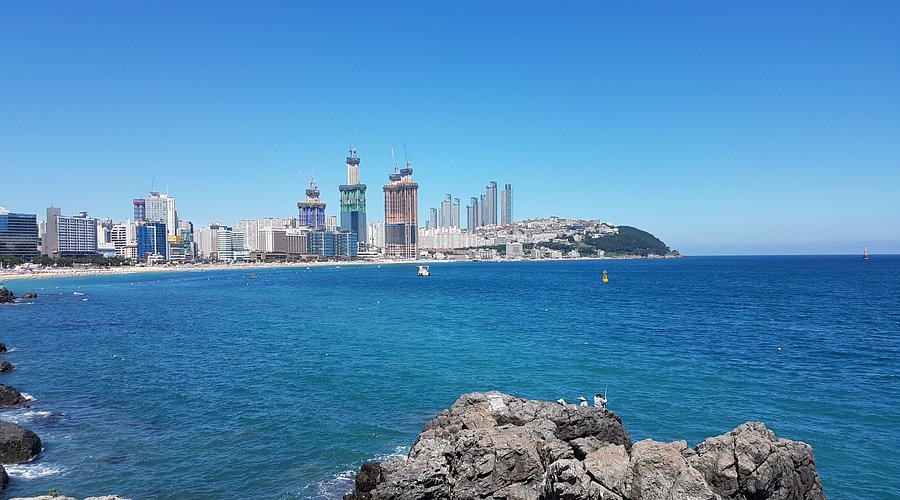 Haeundae Beach Busan with city skyline
